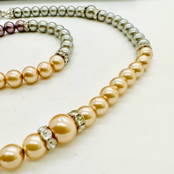 Ombré Glass pearl necklace & bracelet - Picture 4 of 16
